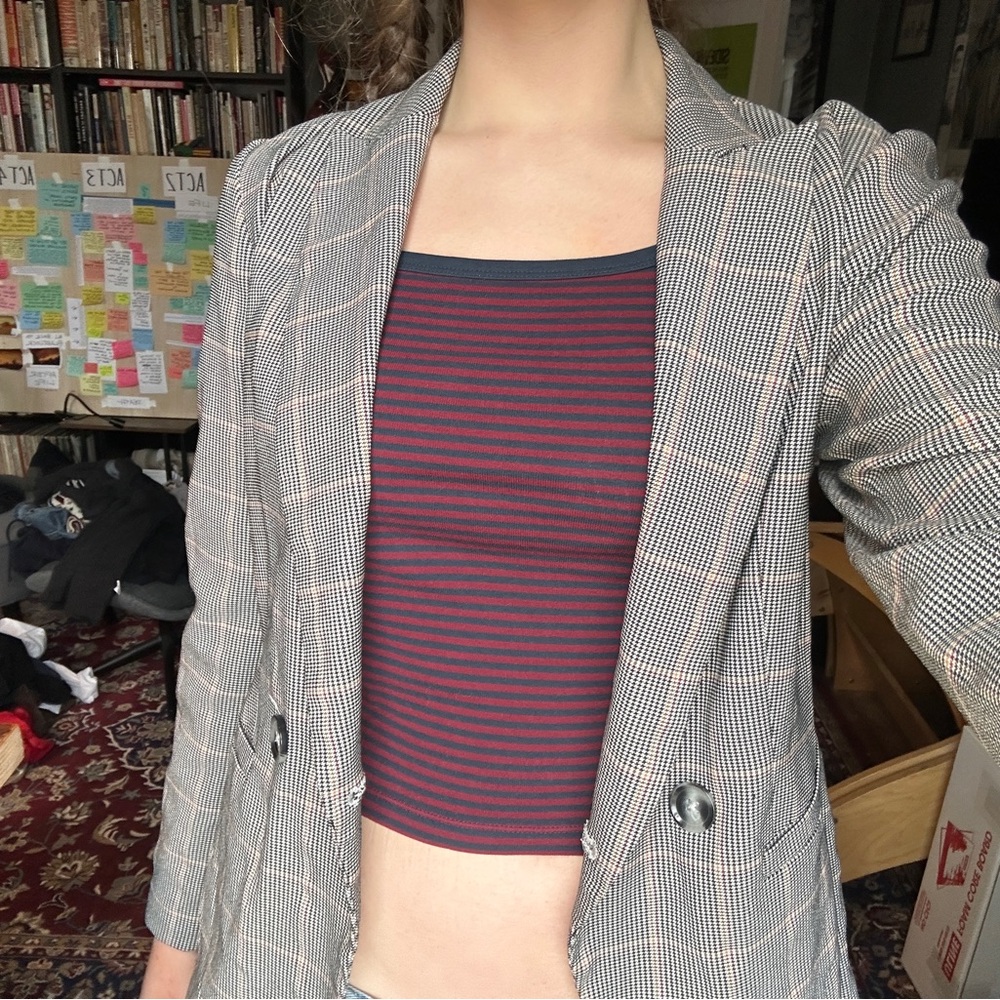 Plaid Checkered Fitted Blazer